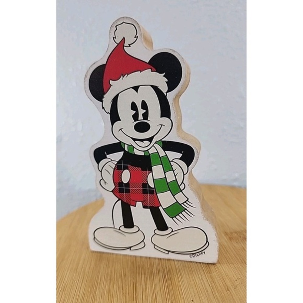 New Mickey Mouse Santa Hat‎ Christmas Wooded Hanging Mickey Decor